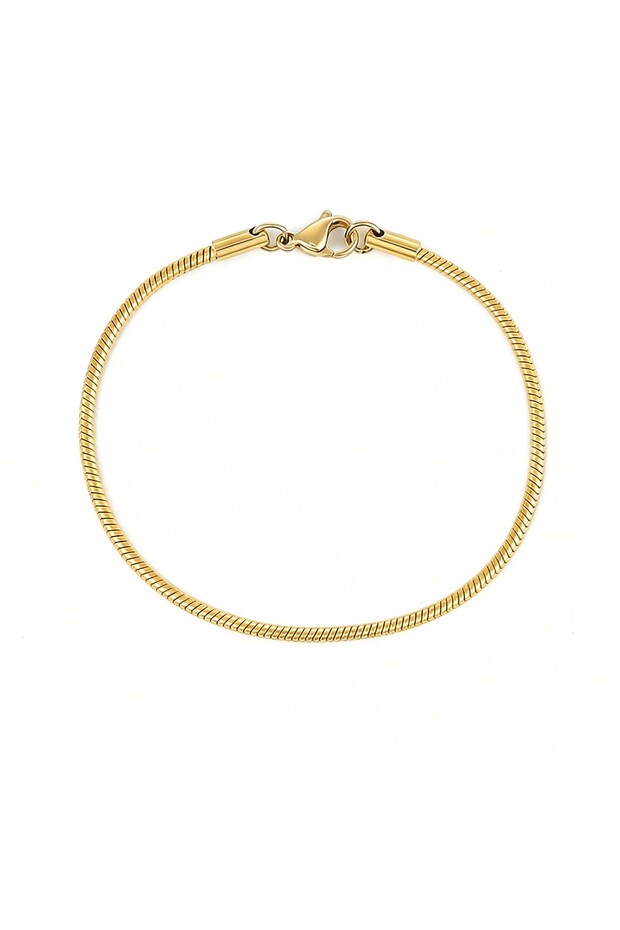 18cm 2MM Gold color Minimalist Thin Gold Snake Bone Stainless Steel Bracelet for Women Man Simple Sl