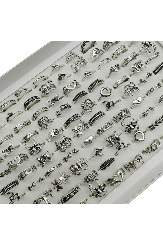 mix size(15mm-19mm) R84Y 30pcs 30pcs/lot Gothic Punk Ring Set For Women Men Fashion Butterfly Heart