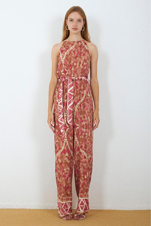 Viscose Fabric Rug Pattern Jumpsuit