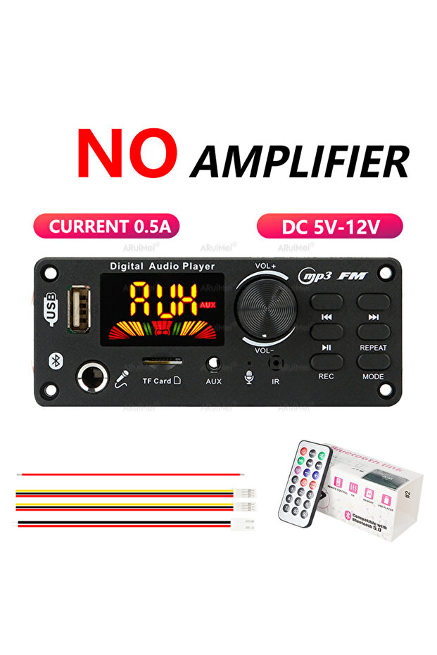 1PCS Compact Bluetooth 5.0 Amplifier Complete Kit with Remote & Gift Box, DC 7-12V for Car Audio, Po