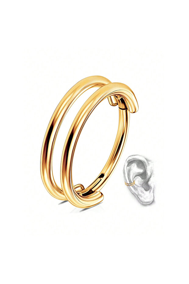 Ears 16G 1.2x10mm Earrings B 1pcs Double-Hoop Cartilage Earring Diamond Earrings 16G Stainless Steel