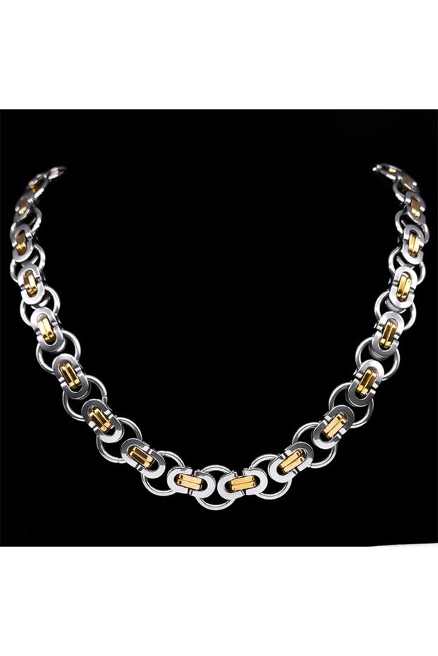 Necklace jian GD Hiphop Byzantine Round Link Chain Necklace for Women Men Gold Color Stainless Steel