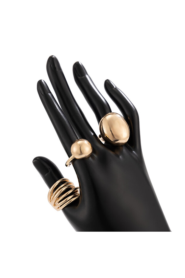 Light Gold Color Ingemark 3Pcs/Set Creative Smooth Geometric Chunky Open Rings for Women Punk Irregu