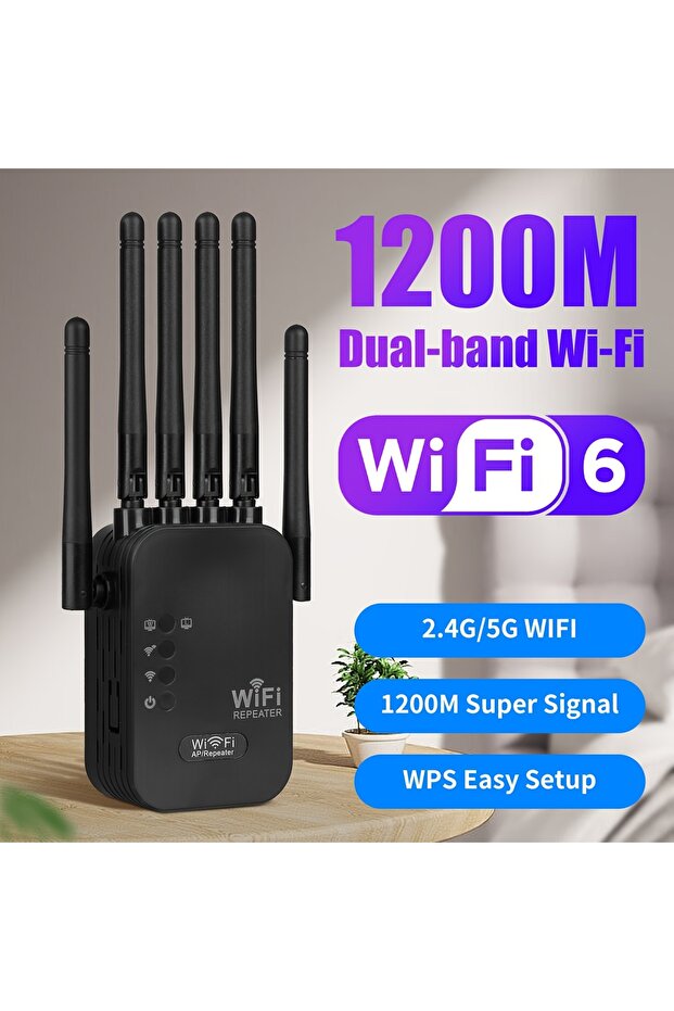 EU Plug Dual Band Gigabit Ethernet Ports, WiFi 6 Extender, Works with Any Router, Universal Compatib