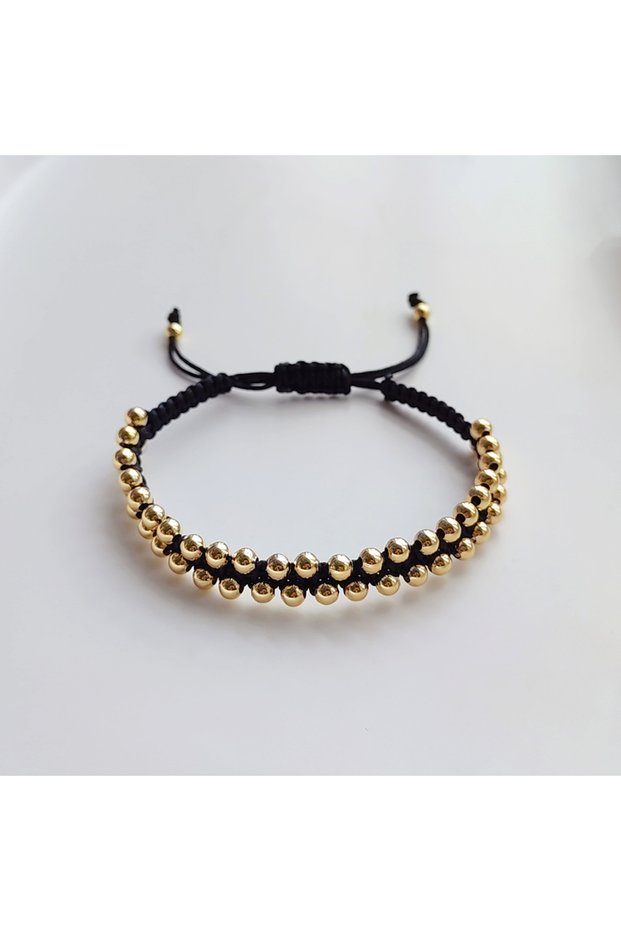 JSS220033B KKBEAD Handmade Braided Bracelet Jewelry for Women 4mm High Quality Gold Plated Beads Bra