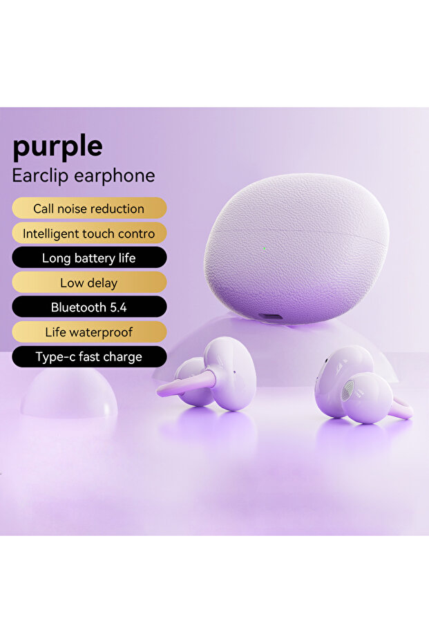 Purple 2026 New Open Bluetooth Earphone Air-bone Conduction High Sound Quality Long Battery Life Noi
