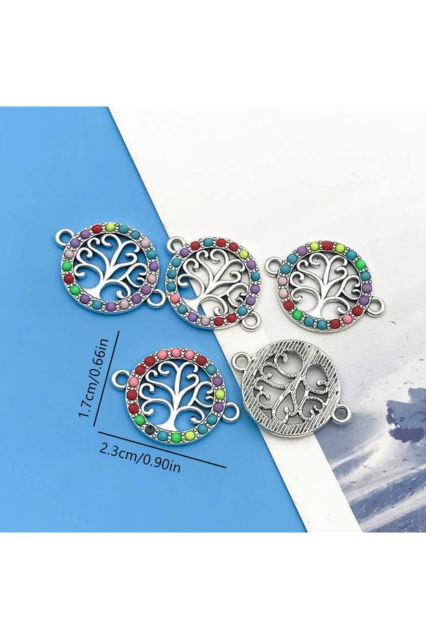 16655-Tree of Life 5/6pcs Zinc Alloy Colorful European and American Style Small Pendants Charms Conn
