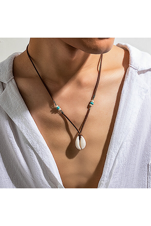 Brown Salircon 2026 Bohemian Simulation Shell Pendant Choker Simple Brown Korean Velvet Clavicle Nec