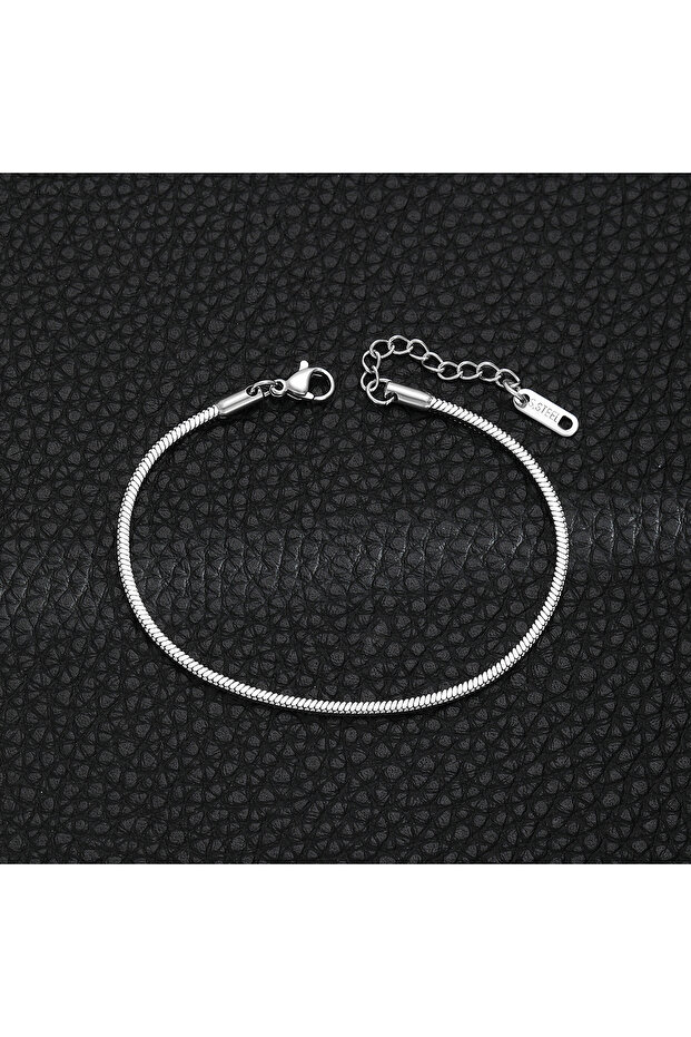 0.9mm silver color Silver Color Stainless Steel Square Snake Bone Chain Bracelet Titanium Steel Men