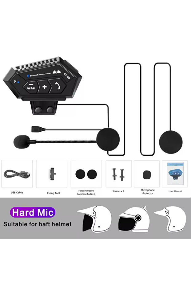 1Pcs Hard 1/2Pcs Bt12B Motorcycle Helmet 1000Mah 500M Intercom Headset Stereo Bluetooth Wireless Han