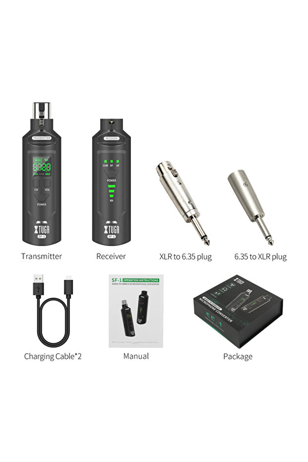 SF-1 UHF Professional Microphone Wireless Converter XLR Rechargeable Transmitter Receiver For Dynami