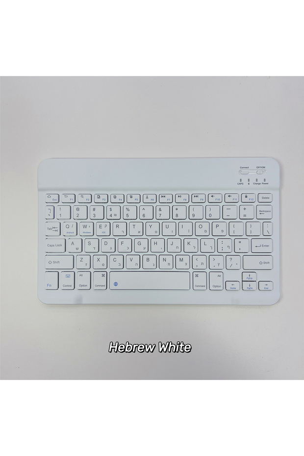 10Hebrew white Hebrew Language Ultra-Slim Bluetooth Keyboard Portable Mini Wireless Rechargeable for