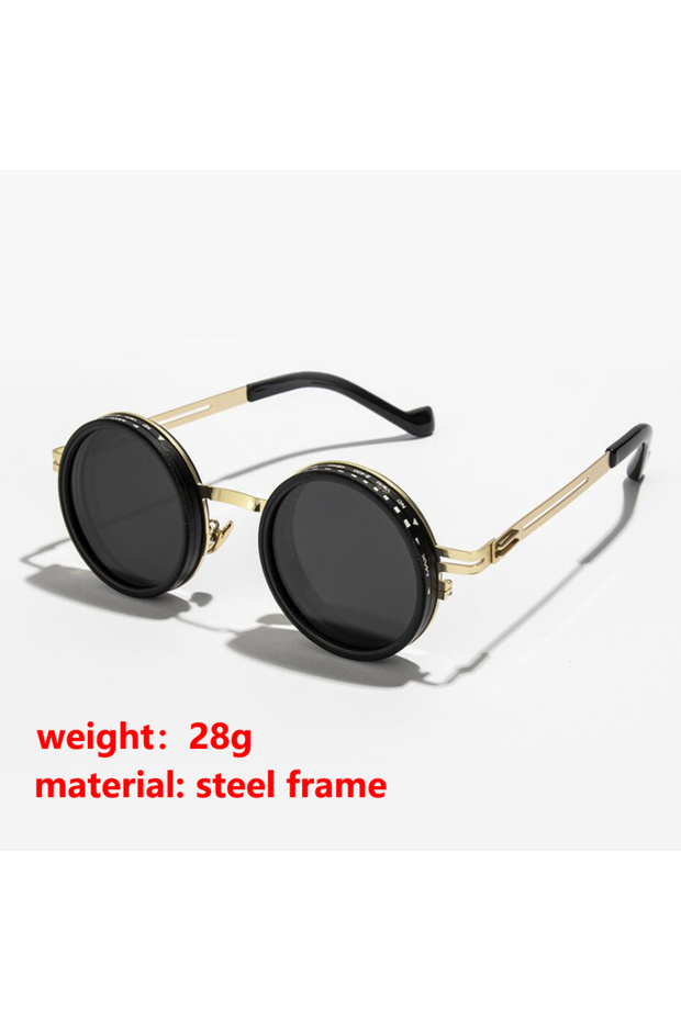 gold steel frame Polarized ND9 Adjustable Dimming Sun Glasses Men Women Round Sunglasses Retro Punk