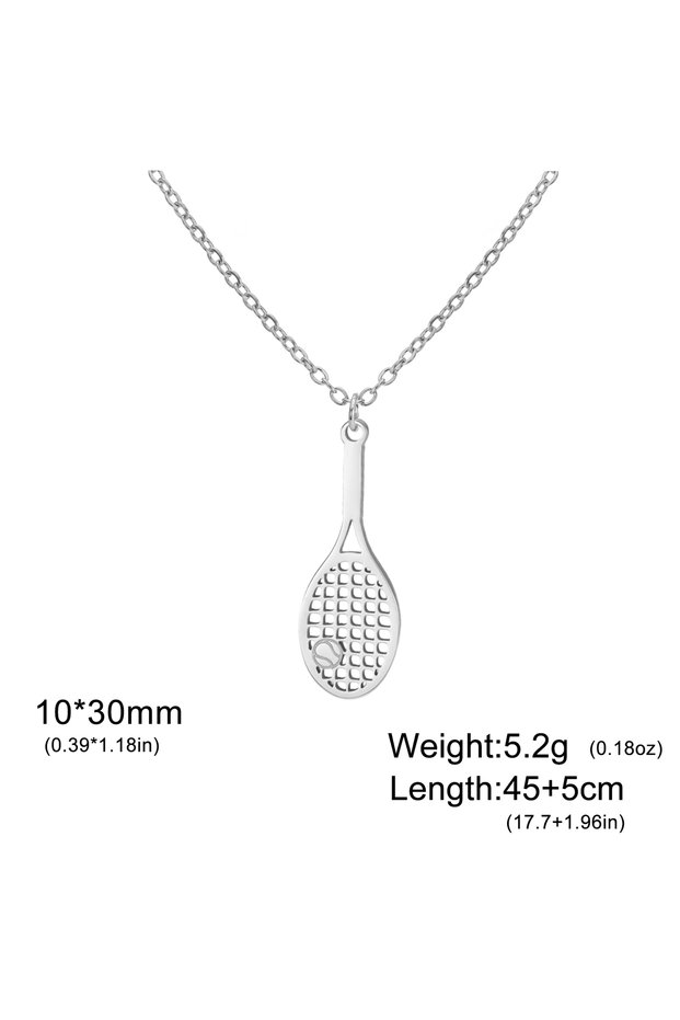 45-50cm Steel color Sport Tennis Racket Pendant Women's Necklaces 2026 Stainless Steel Trendy Jewelr