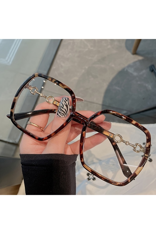 Leopard Protective Glasses Oversize Blue Light Blocking Glasses Spectacles Lens Computer Eyeglasses