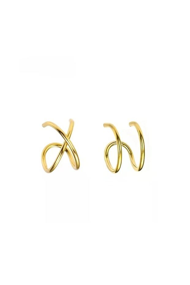 2PC Golden Stainless Steel Clip Earrings for Women High Quality Creative Simple C Non-Piercing Ear C