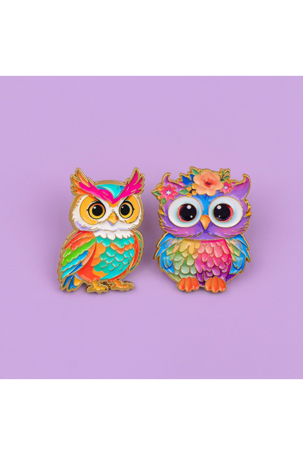 2pcs 2pcs Cartoon Enamel Pin Cartoon Owl Brooch For Coat Women's Brooches Fashion Lapel Badges Jewel