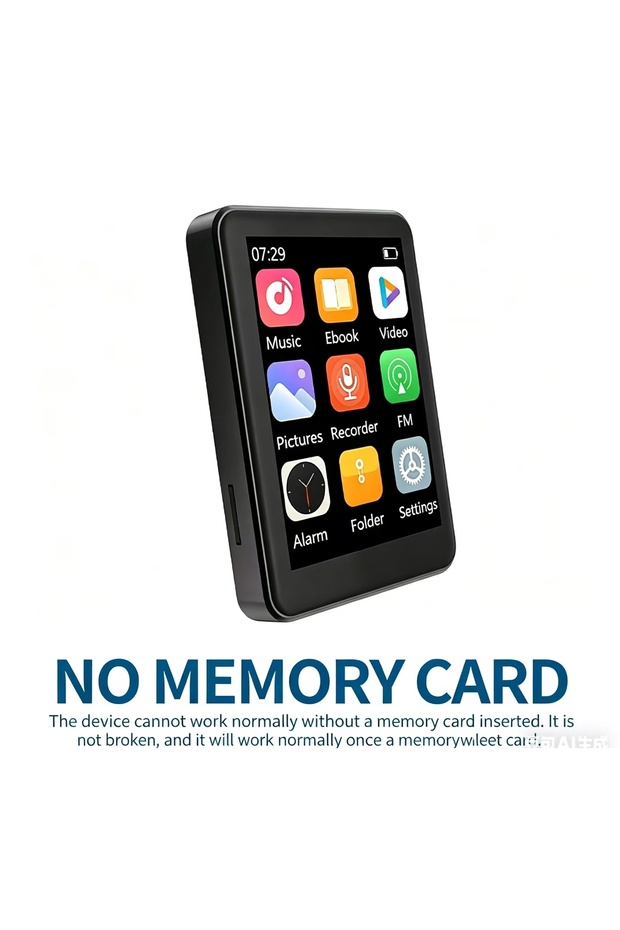 BLACK NO CARD Mini MP3 MP4 Player Bluetooth 5.0 1.8-Inch Portable Music Player with Internal Speaker