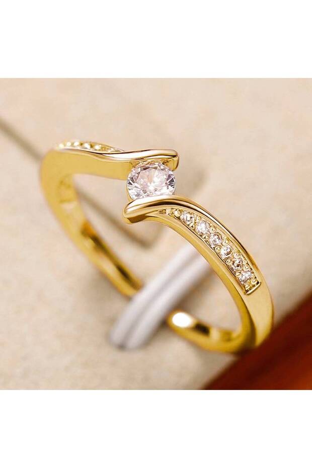 7 Q283 Huitan Simple Versatile Style Women Minialist Ring Inlaid Shiny Round CZ Elegant Wedding Enga