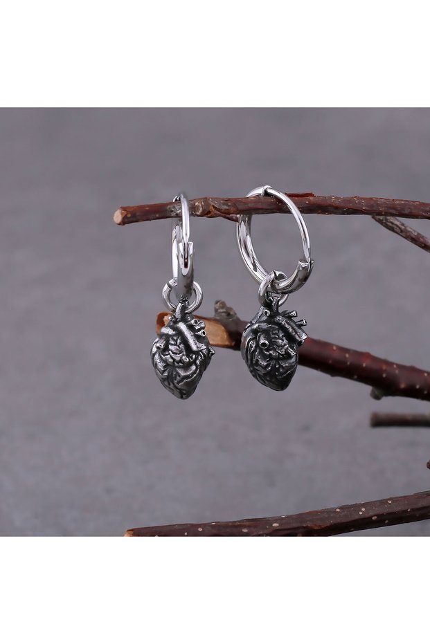 1 Pair Earrings Vintage Creative Design Heart Minimalist Drop Earrings Men Punk Stainless Steel Earr
