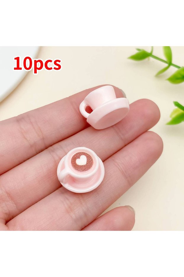 23955-10pcs 10/20pcs/lot Cute Latte Art Coffee Cup Charms 3D Resin Drink Mug Pendants for Earring Ne