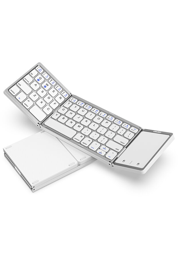 WHITE Seenda Foldable Wireless Bluetooth Keyboard Rechargeable Folding Portable Keyboards for PC Mac