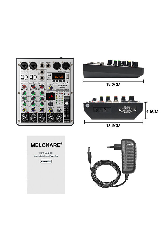 ARMX4 4-Channel Audio Mixer,DJ Mixer with USB Audio Interface, Bluetooth Function, 16 DSP Effects, a