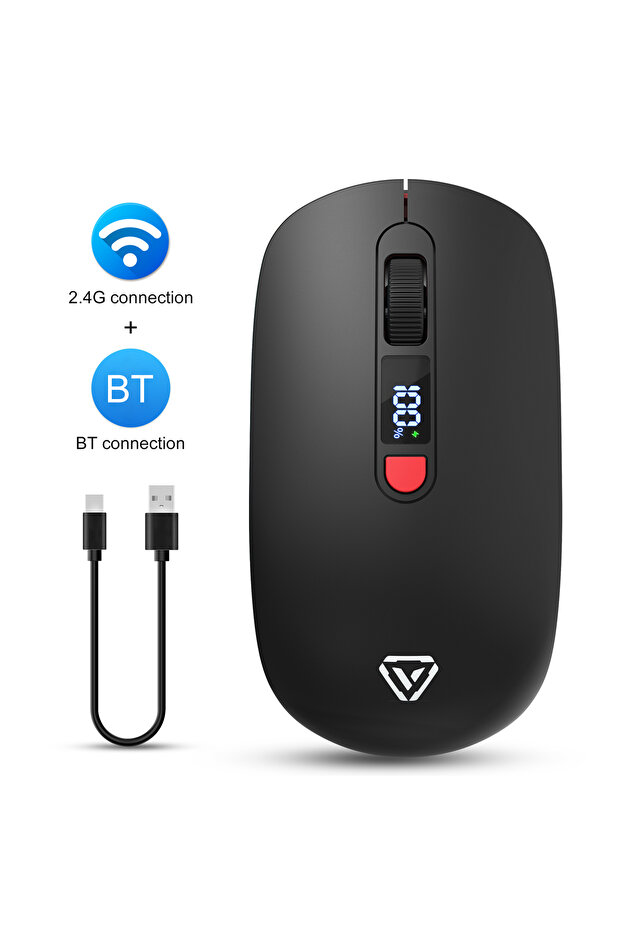 T03-Black APAYADO T03 Silent Wireless Mouse 3200 DPI Adjustable Noiseless Click 500mAh Rechargeable