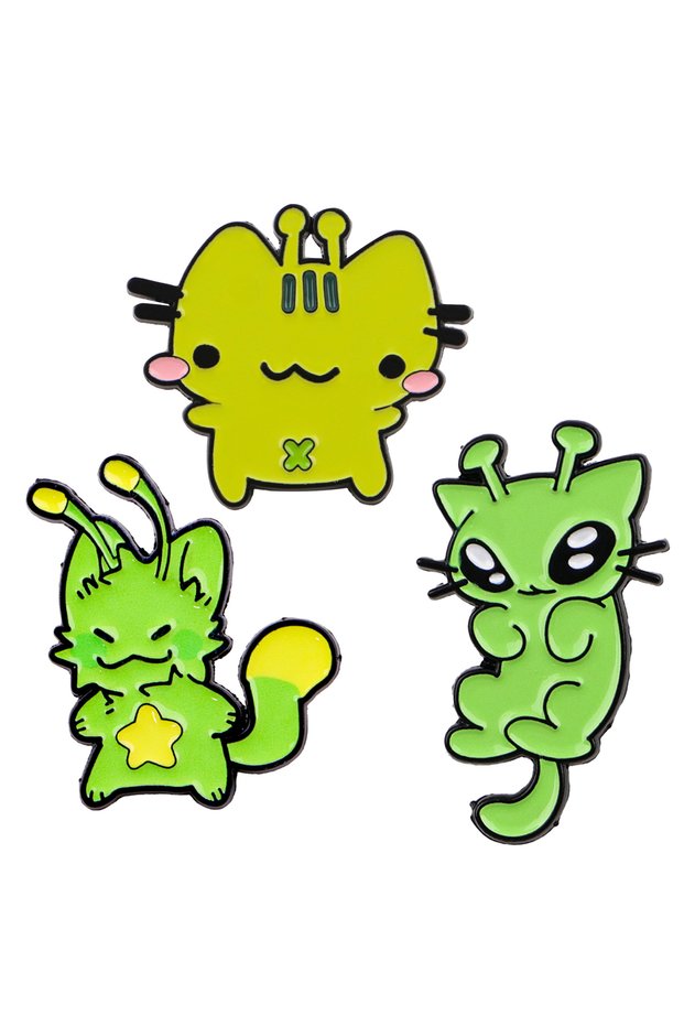 3pcs 3pcs Cute Alien Cat Enamel Pin Cartoon Animal Brooch For Coat Women's Brooches Fashion Lapel Ba