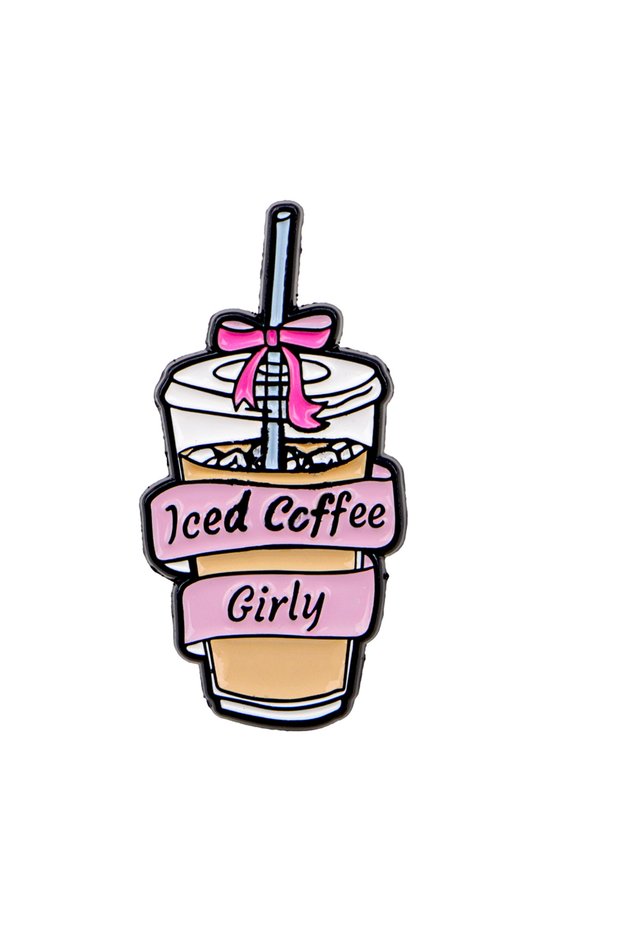 1 Iced Coffee Brooches For Women Cartoon Drink Enamel Pin Metal Badge Jewelry Clothing Backpack Acc.