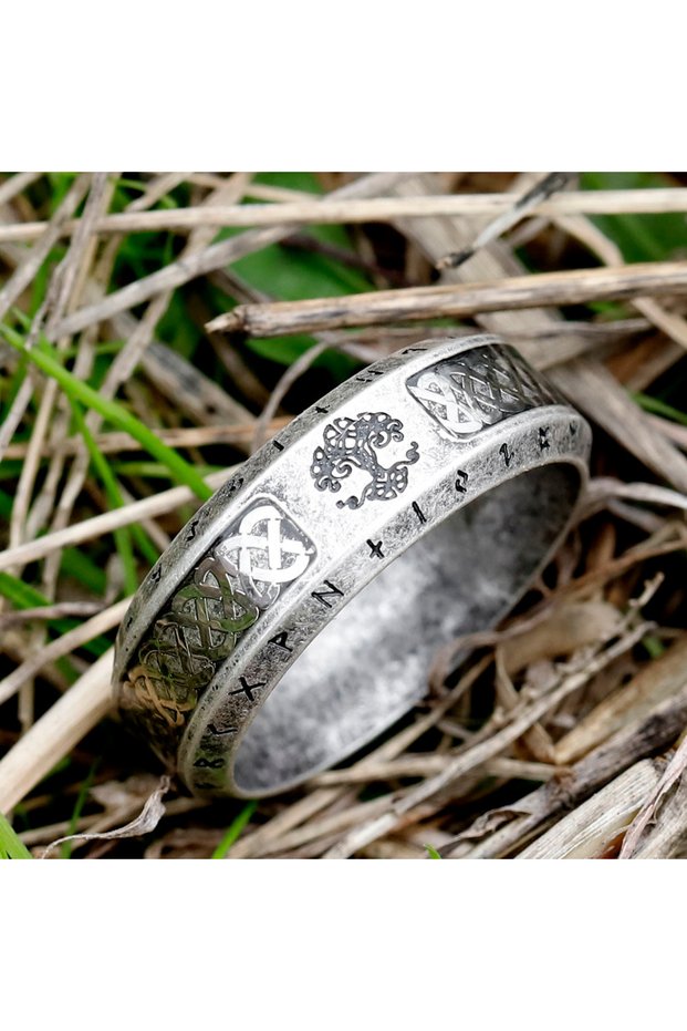 11 retro Special Design Stainless Steel Viking Ring Runes Tree of Life Ring For Men Vintage Celtic K