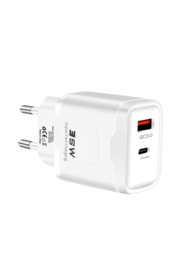 White EU 35W PD USB Quick Charger Super Fast Charging Mobile Phone Charge Adapter for iPhone 15 Xiao
