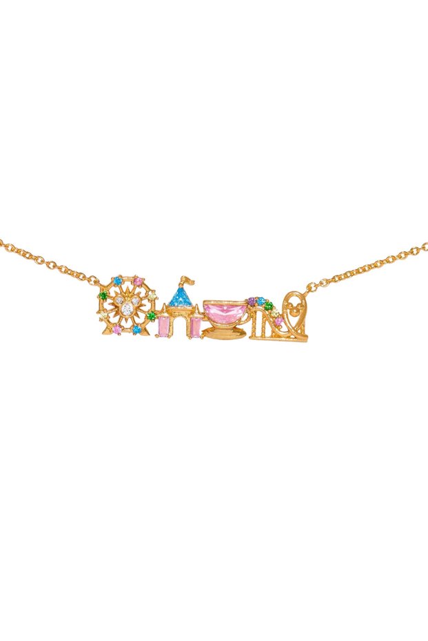 Gold Color A Now Cute Colorful Zircon Amusement Park Necklace Girl Castle Vegetable Pendant Necklace