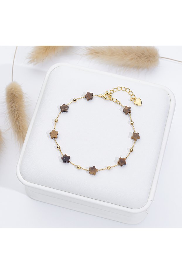 16-19cm Tigers Eye Start Design Natural Stone Bracelet on Hand for Women Fashion Jewelry Handwork C