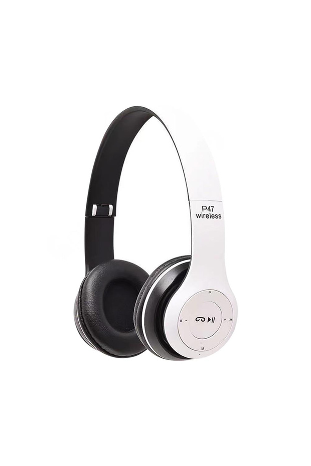 White P47 Wireless Bluetooth Headphone With Microphone Foldable Headsets Bass Hifi Sound Music Stere