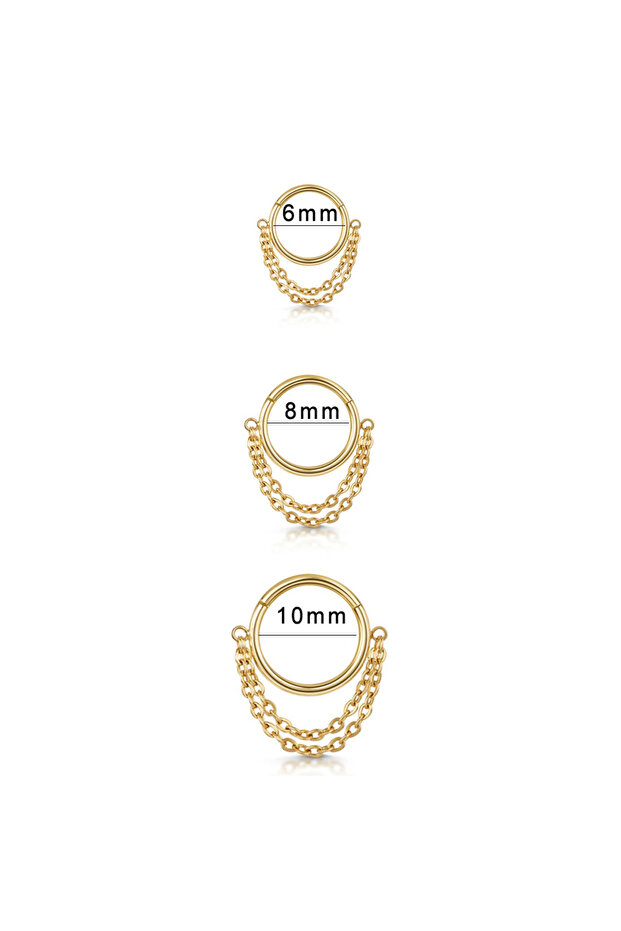 8mm E1513a-Gold 1PC Stainless Steel Hoop Earrings Chain Septum Piercing Nose Rings Tragus Septum Car