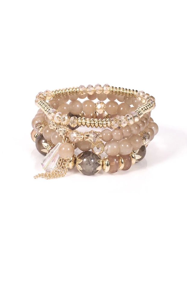 5 4Pcs/Set Boho Colorful Beads Bracelet Set For Women Fashion Tassel Charm Glass Beaded Chain Wristb