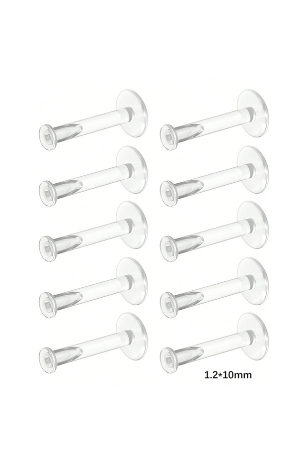 Straight Barbell Face Labret, Lip Piercing Jewelry 1.2x10mm 10pcs 16g Clear Earrings, Bioflex Labret