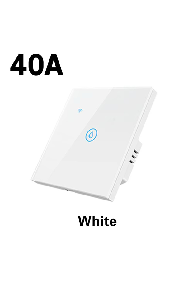 مفتاح سخان المياه الذكي Tuya 40A-White-EU مزود بمستشعر لمس واي فاي، بقدرة 4000 واط/8800 واط، 20 أمبير/40 أمبير، مفتاح جداري