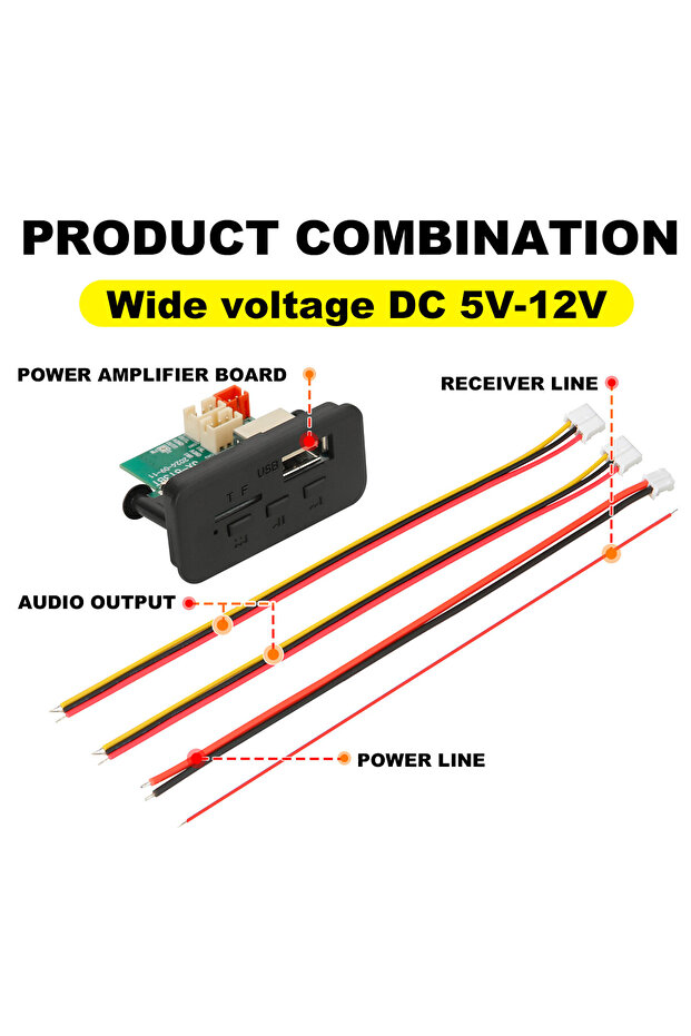 لوحة فك تشفير MP3 WMA WAV لاسلكية 12 فولت تعمل بالبلوتوث 5.0 DIY للسيارة ومشغل USB TF وراديو FM بدون استخدام اليدين M