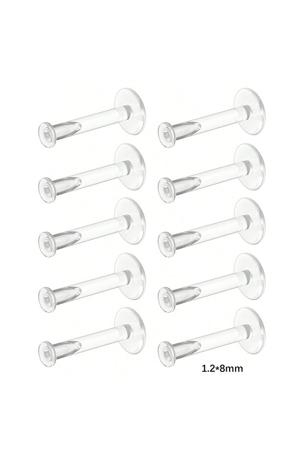 Straight Barbell Face Labret, Lip Piercing Jewelry 1.2x8mm 10pcs 16g Clear Earrings, Bioflex Labret