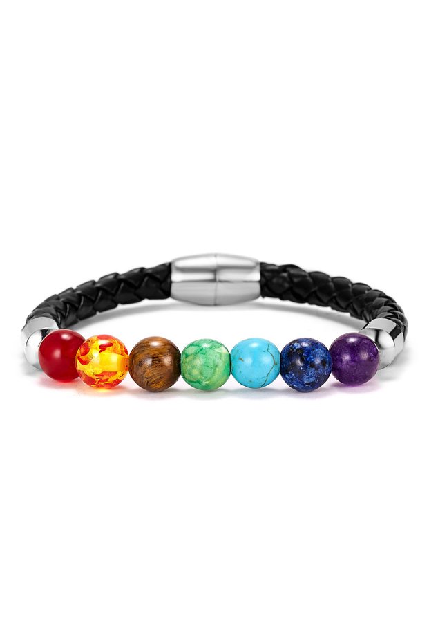 BR18Y0338-1 7 Chakra Stone Bracelets for Women Men Buddha Bless Healing Balance Be