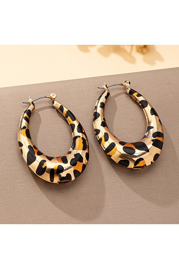Leopard Chunky Hoop Earrings Simple Luxury Style Leopard Gold Plated Jewelry Accessories