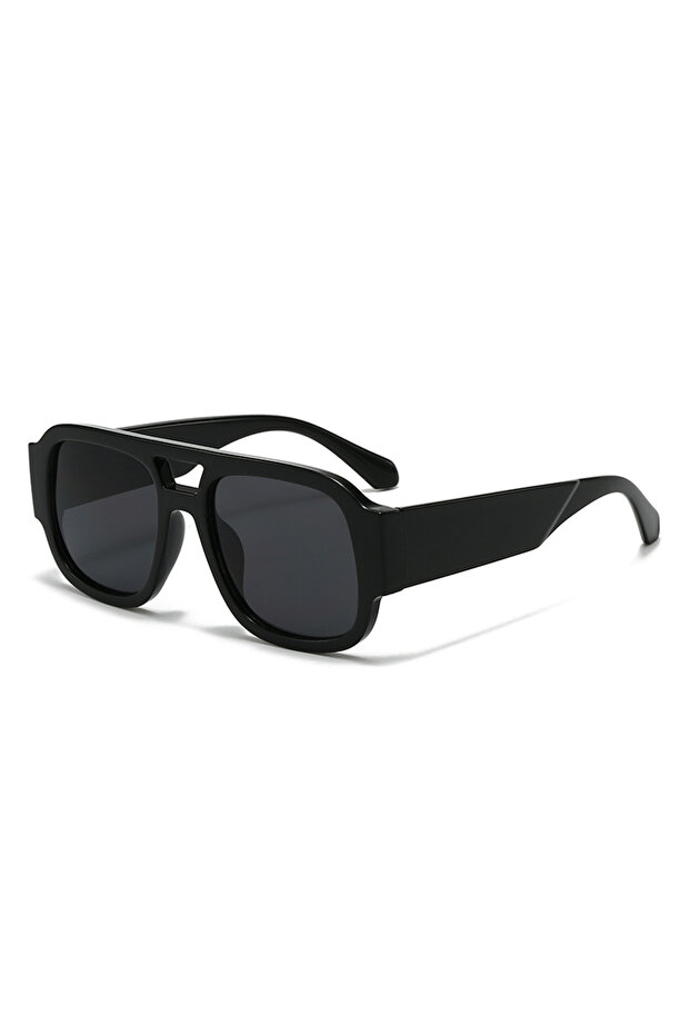 black 1/4 Sets Retro Large Frame Double Bridges Square Sun Glasses Women Candy Color Wide Legs Men E