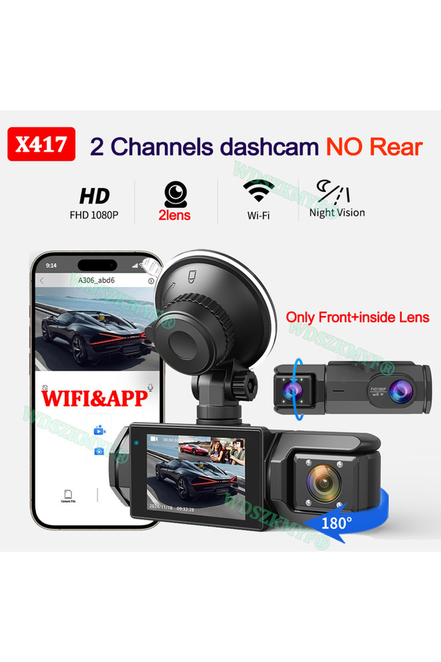 NONE X417-WIFI-2CAM 3 Lens WIFI Dash Cam for Car 2cam Front inside Camera 1080P Video Recorder Dashc