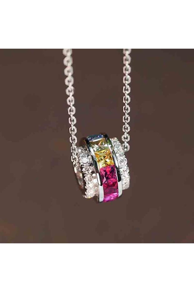 45cm XL1333 Huitan Rainbow Princess CZ Necklace for Women Fashion Accessories Luxury Trendy Bridal W