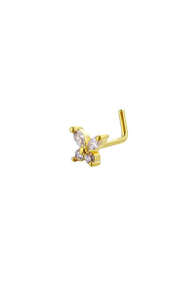 Nose Rings & Studs Gold Nose Rings Stainless Steel L Shaped Nose Studs Butterfly Screw Nose Stud for