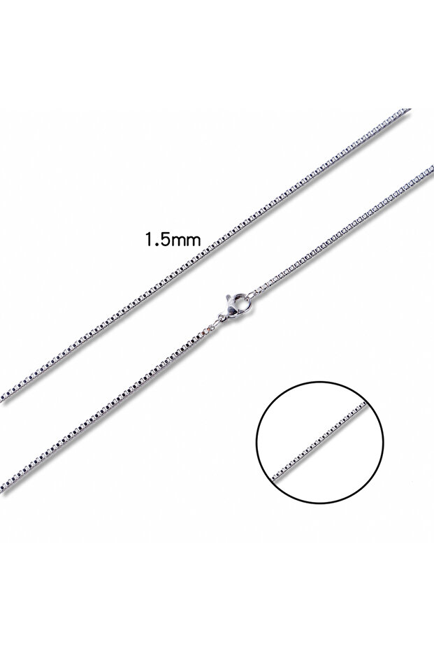 18 inch or 45cm 1.5mm HIYEE Men's Thin Box Chain Necklace,1.5/2/2.5/3MM Stainless Steel Chain Link C