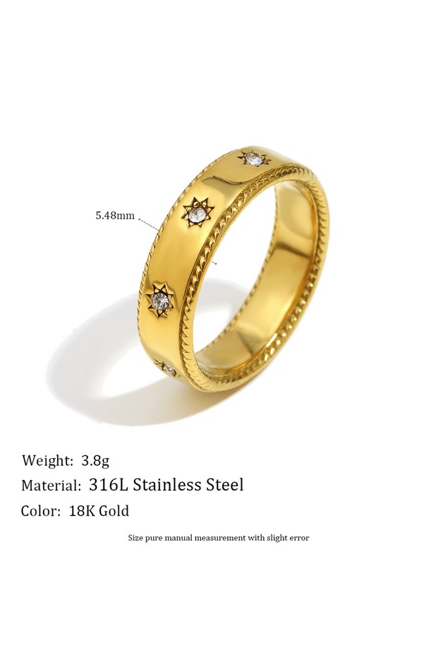 8 Style A MamacitaSlay 316L Stainless Steel Zircon Star Ring 18K Gold Plated Waterproof Jewelry Wome