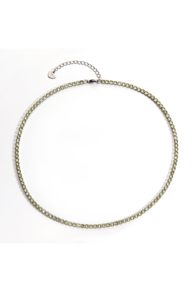 Olive green Stainless Steel Tennis Choker Necklaces Women HipHop Iced Out AAA+ Cubic Zirconia Crysta